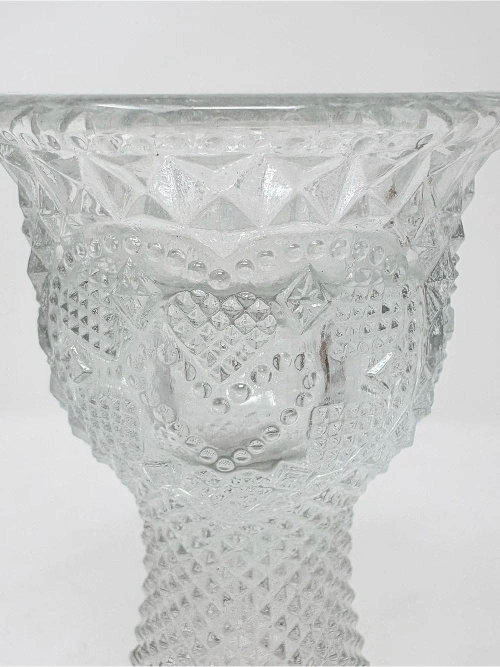 1979 Avon and Fostoria Clear Pressed Glass Bual-purpose Vase & Candle Holder 7”